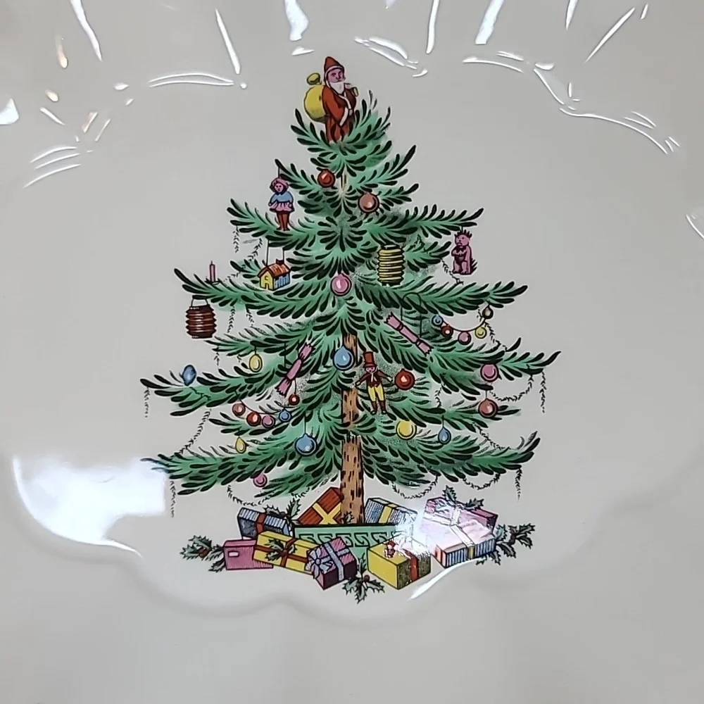 Spode Christmas Tree Mint Vintage Collector Medium Scallop/Fluted Oval Platter